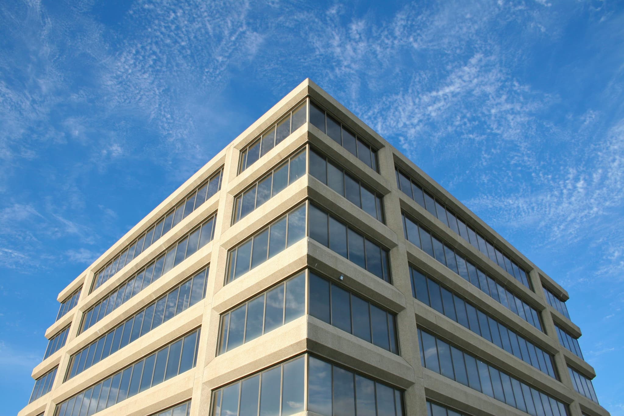 Modern commercial office building with glass facade